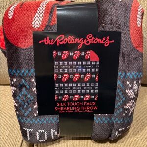 NEW The Rolling Stones silk touch Faux Shearling THROW BLANKET 50in x 60”